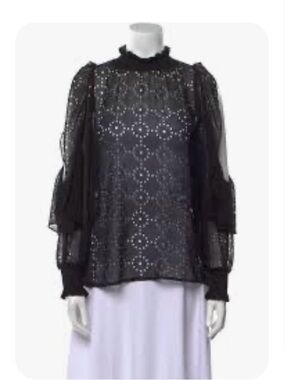 Maje could shoulder semi sheer cut out blouse black size - small